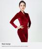 Women's Elegant Gold Velvet Slimming Practice Set for Autumn/Winter