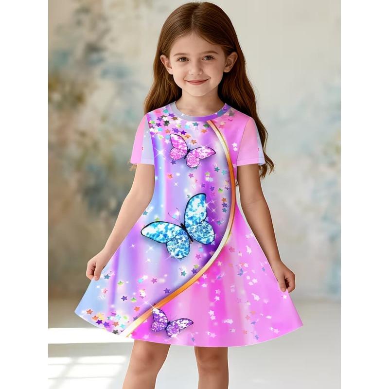 Casual Peppa Pig Dress Girls Summer Fashion Beach Sundress Soft Breathable 110