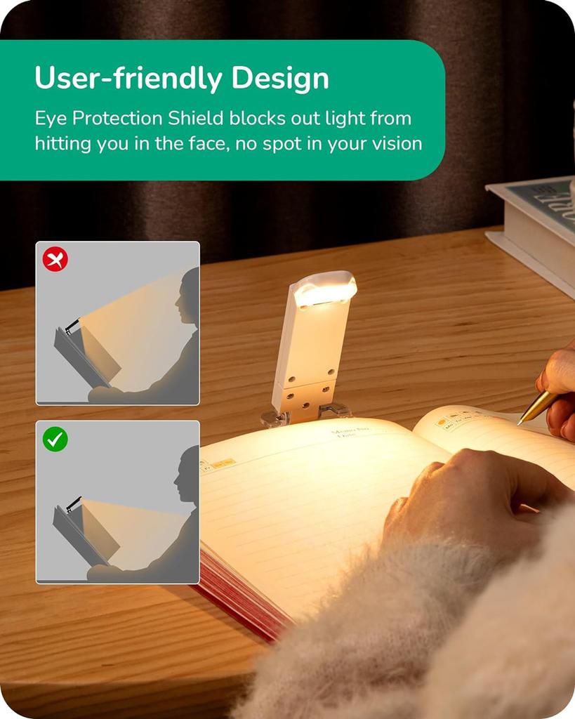 Book Light LED USB Rechargeable Reading Light Eye Protection Night Light Portable Clip Desk Light Bookmark Read Light