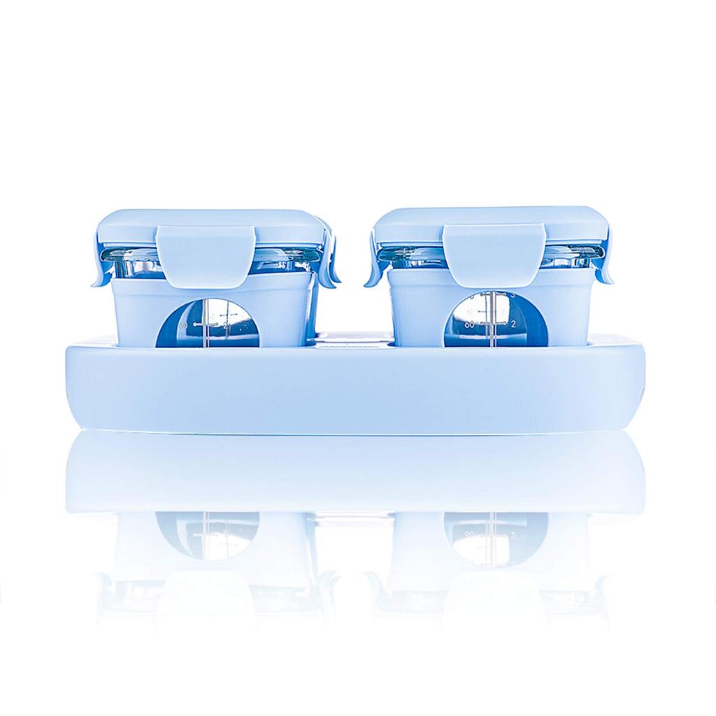 Kalar Baby Food Storage Glass Containers, 4-Piece (Blue)