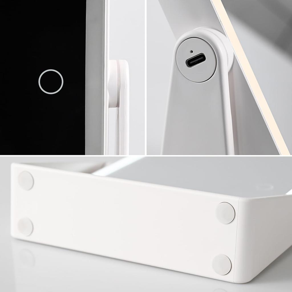 Tabletop Mirror with Actress Makeup 3 Stepless 1x 5x 5x USB White Light, Mirror, Mirror, Colors, Dimming, & Magnification, Double-Sided Mirror,