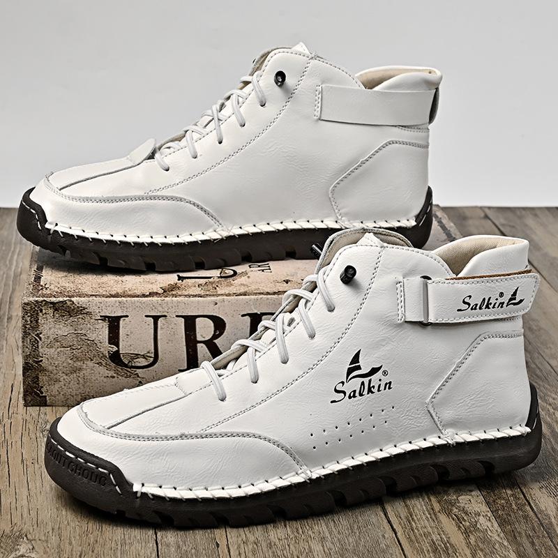 Men's Mid-Calf Leather Martin Boots - Autumn/Winter, Large Size, Handmade Casual Work Boots
