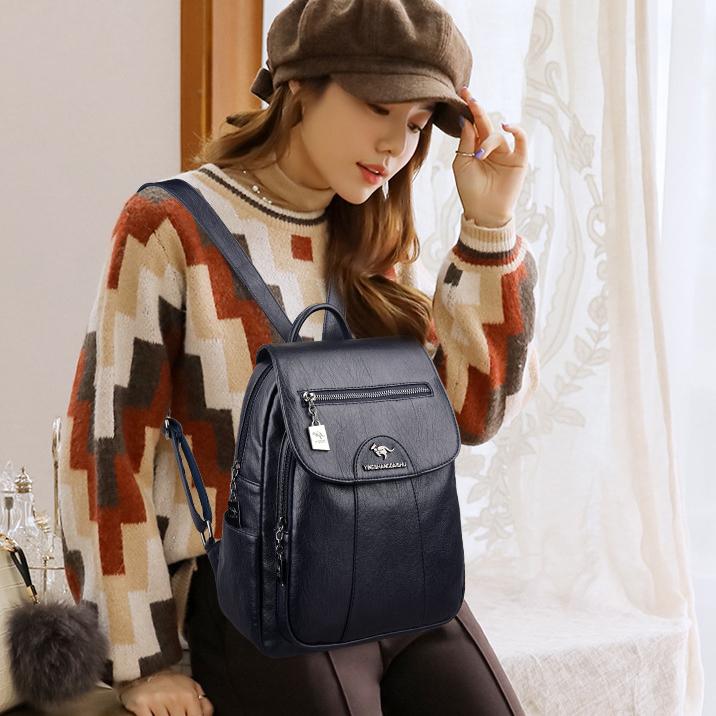 New Women's Backpack Large  Capacity Soft Leather Travel Bag Fashion Trend Student Backpack