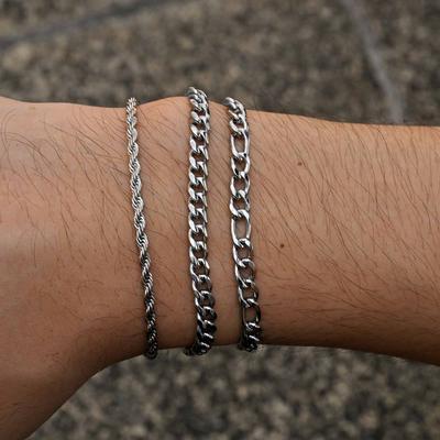 2/3pcs Stainless Steel Cross Cuban Bracelets for Men Waterproof Non Fading Twist Chain Bracelet Simple Fashion Jewelry Gifts