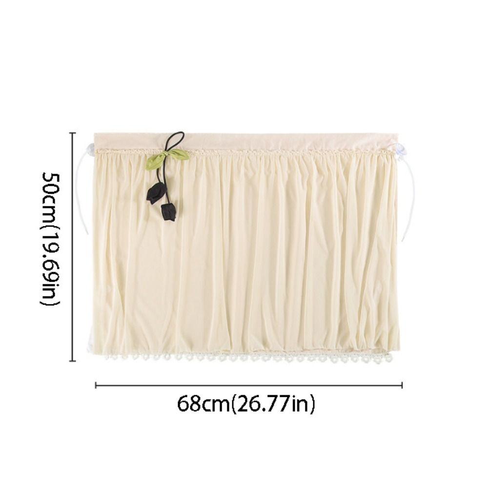 Double-Layer Design Car Privacy Curtain Lace Flower Fringe Blackout Car Curtain  Car Interior