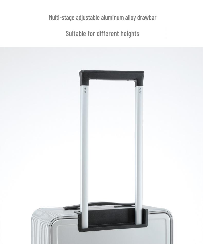 20-Inch Front-Opening Carry-On Trolley with Laptop Compartment, Aluminum-Magnesium Alloy Suitcase