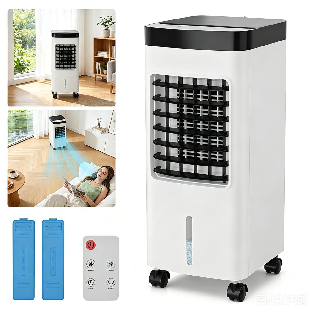 UK PLUG Fan Air Conditioning Fan Household Refrigeration Small Mobile Water-Cooled Air Conditioning Remote