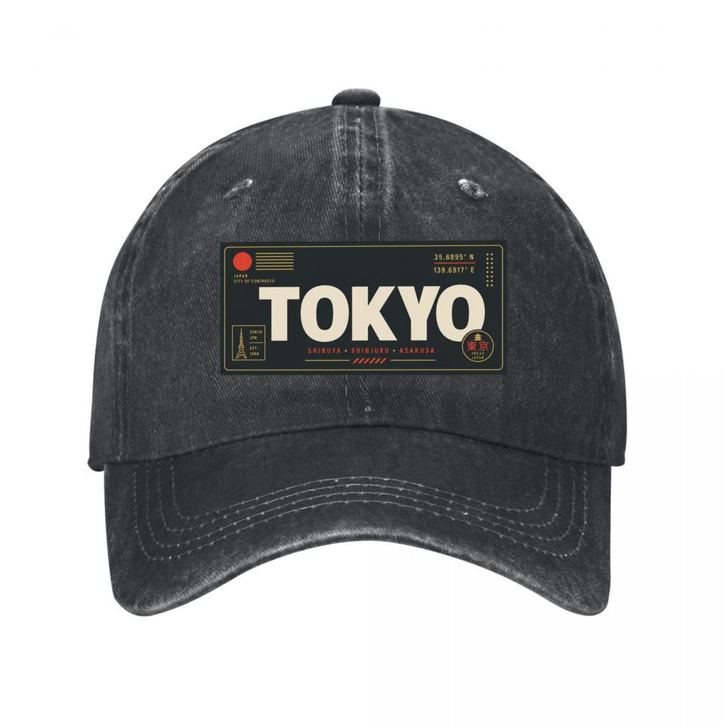 Tokyo Minimal Urban Block Typography Washed Baseball Cap Outdoor For Womens Unisex FeUnisex Dad Hat