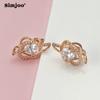 SIMJOO Zircon Earrings for Ladies Fashion Flower Crystal Jewelry