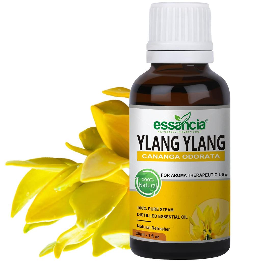 Essancia Ylang Ylang Ätherisches Öl Für Hautpflege, Haarwachstum, Immunität, Gesicht, Körper, Schlaf, Trockene Haut, Fettige Haut, Diffusor & Aromatherapie. 100% Na