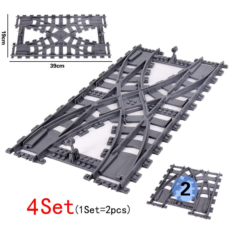 MOC Şehir Treni Hemzemin Geçidi Esnek Raylar Çatallı Düz Eğri Raylar Makas Yapı Taşı Tuğlalar Yaratıcı Kendin Yap Oyuncakları