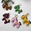 1 Piece Charm Leather Animal Keyfob Cute  Women Men'S Cartoon Horse Keychain Car Keyring Bag Pendant For Friends Gifts
