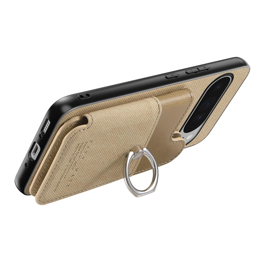For Google Pixel 9 Pro XL/Google Pixel 10 Pro XL Case with Card Holder Kickstand Leather + TPU + PC Phone Cover