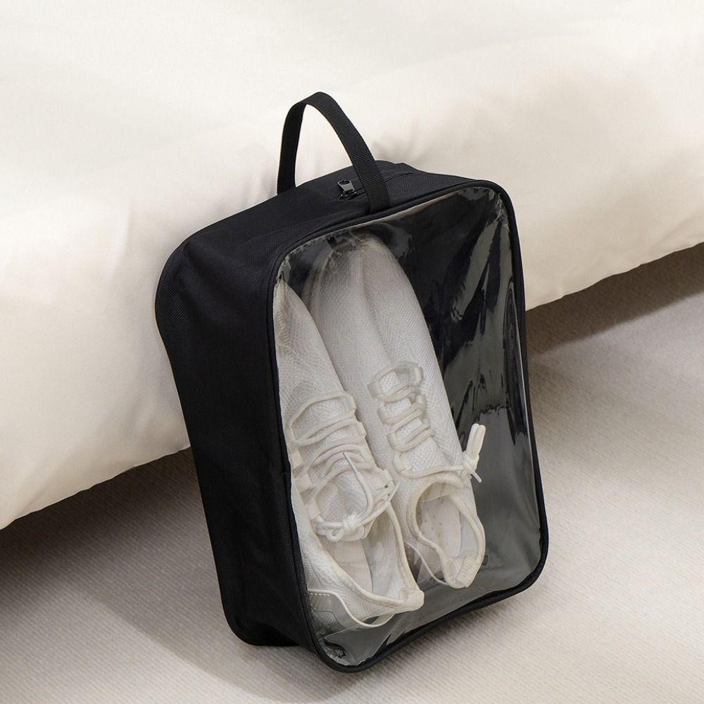 2Pcs Portable Oxford Cloth Shoe Storage Bag Waterproof Transparent Sports Shoe Bag Dustproof Breathable Shoe Organizer Sneakers