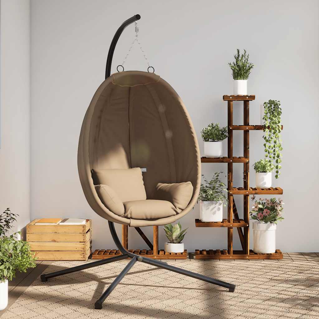Vidaxl Hängesessel Kokon Mit Ständer, Farbe Taupe, Rattan Und Stahl