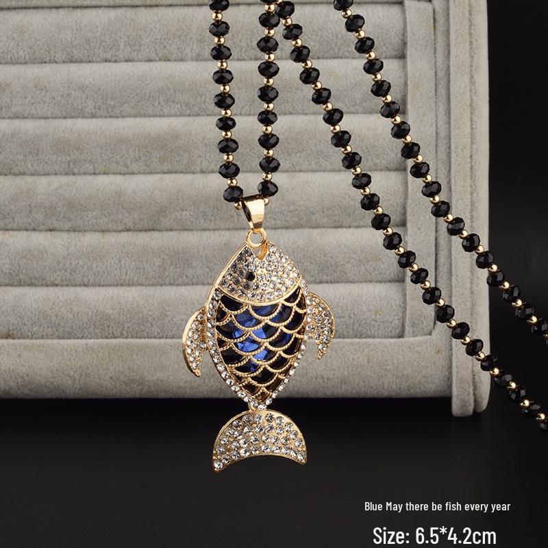 Women's Fashion Crystal Sweater Necklace with Flower Pendant - 2021 Versatile Charm Accessory