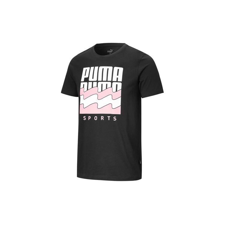 PUMA Summer Graphic Alphabet Large Logo Printing Short Sleeve Black Men s 583875-01 L