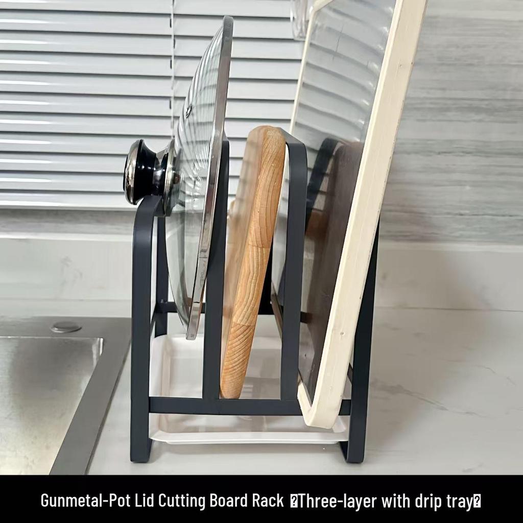 Estante de Almacenamiento Multifuncional para Encimera de Cocina: Organizador de Tapas de Ollas y Tablas de Cortar