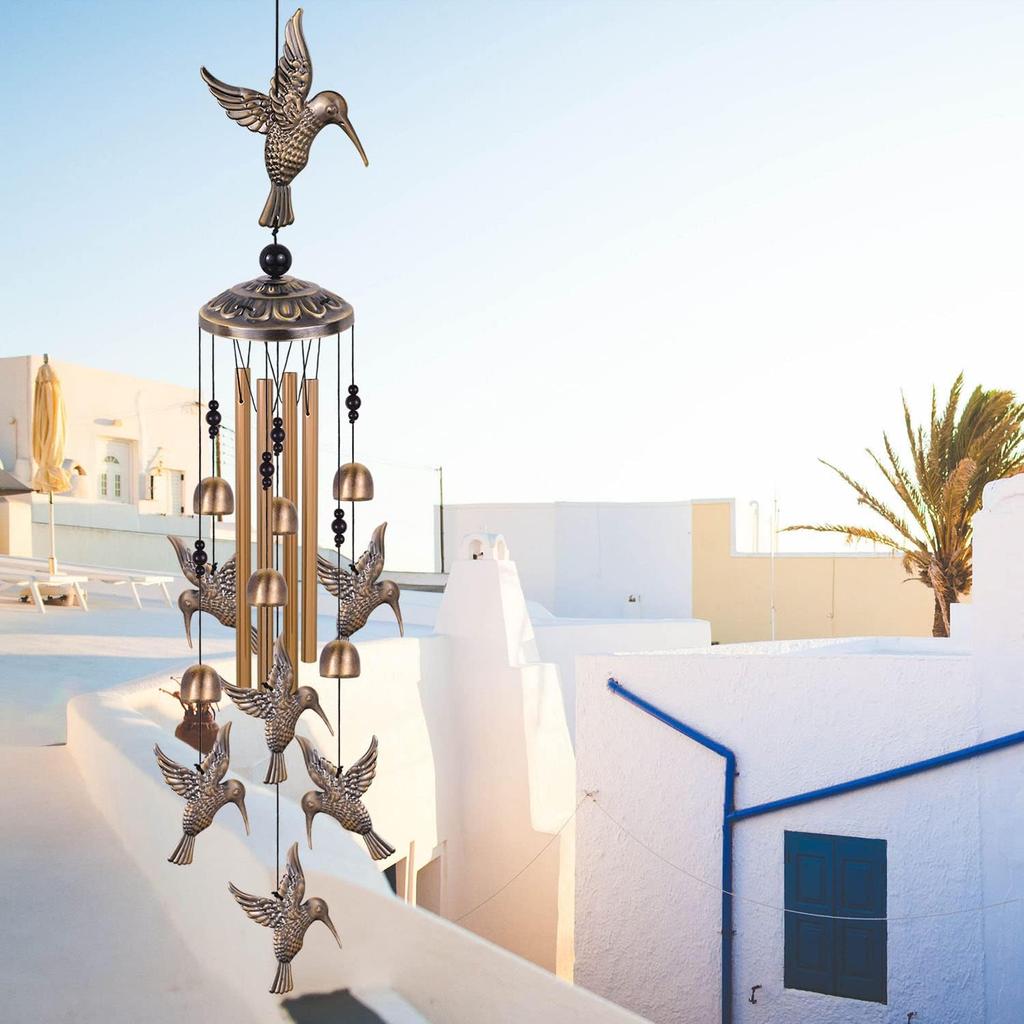 Solawindchime Outdoor Hummingbird Wind Chimes, Hummingbird Bronze Wind Chimes, Gift Wind Chime, Hummingbird Wind Bell Gifts for Women, for Home,