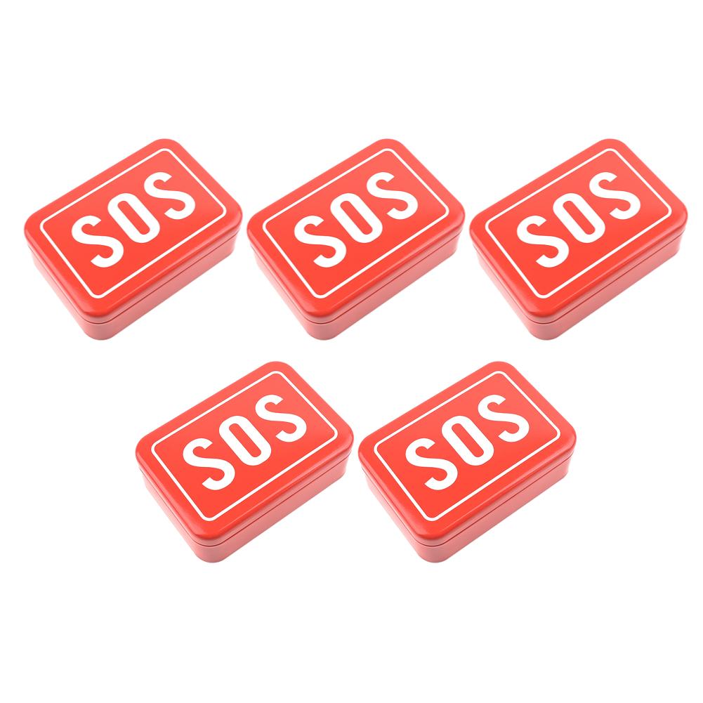 

5-10pc Mini Red SOS Storage Container Portable Medical First Aid Organizer Practical Camping Equipment Empty Box Emergency Case
