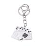 Cross-border Alloy Flat Playing Card Keychain Pendant Keyring Decoration