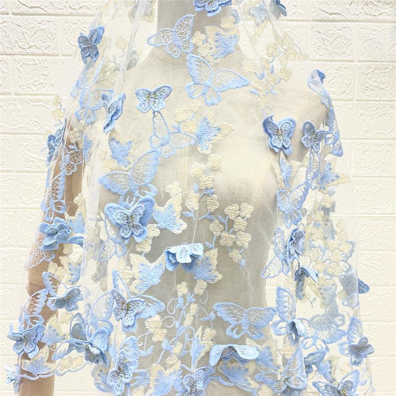5yards Butterfly Tulle Fabric Handmade Water-Soluble Mesh Embroidery Lace Fashion Fabric DIY Women Clothing Dress Gauze Material