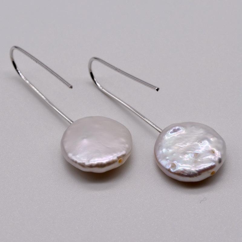 Boucles d'oreilles perle blanche perle naturelle boucles d'oreilles argent pièce d'argent perle baroque boucles d'oreilles goutte hameçon boucles d'oreilles femme