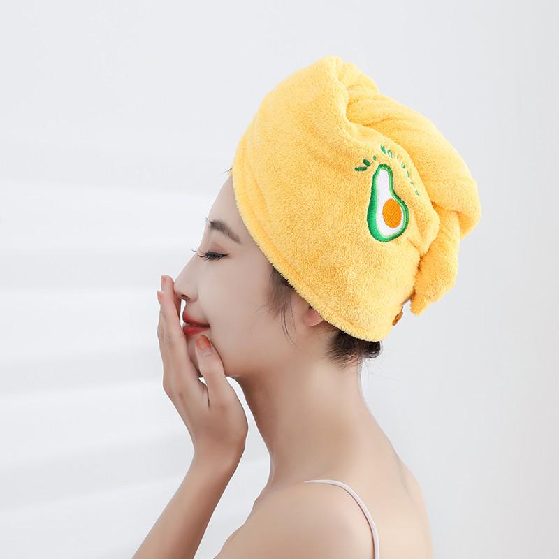 Women's Coral Fleece Embroidery Bath Cap - Soft, Absorbent, Thick Dry Hair Towel Wrap