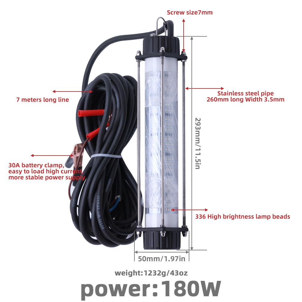 Luce LED ad Alta Potenza per Pesca Subacquea 120W/180W - Luce Impermeabile Attira e Aggrega Pesci per la Pesca Notturna