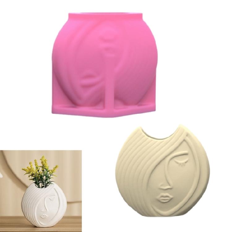 Personalized Gift and Decor Vase Mould Abstract Face Shape Vase Silicone Mold Creative Flower Pots Home Ornament Moulds