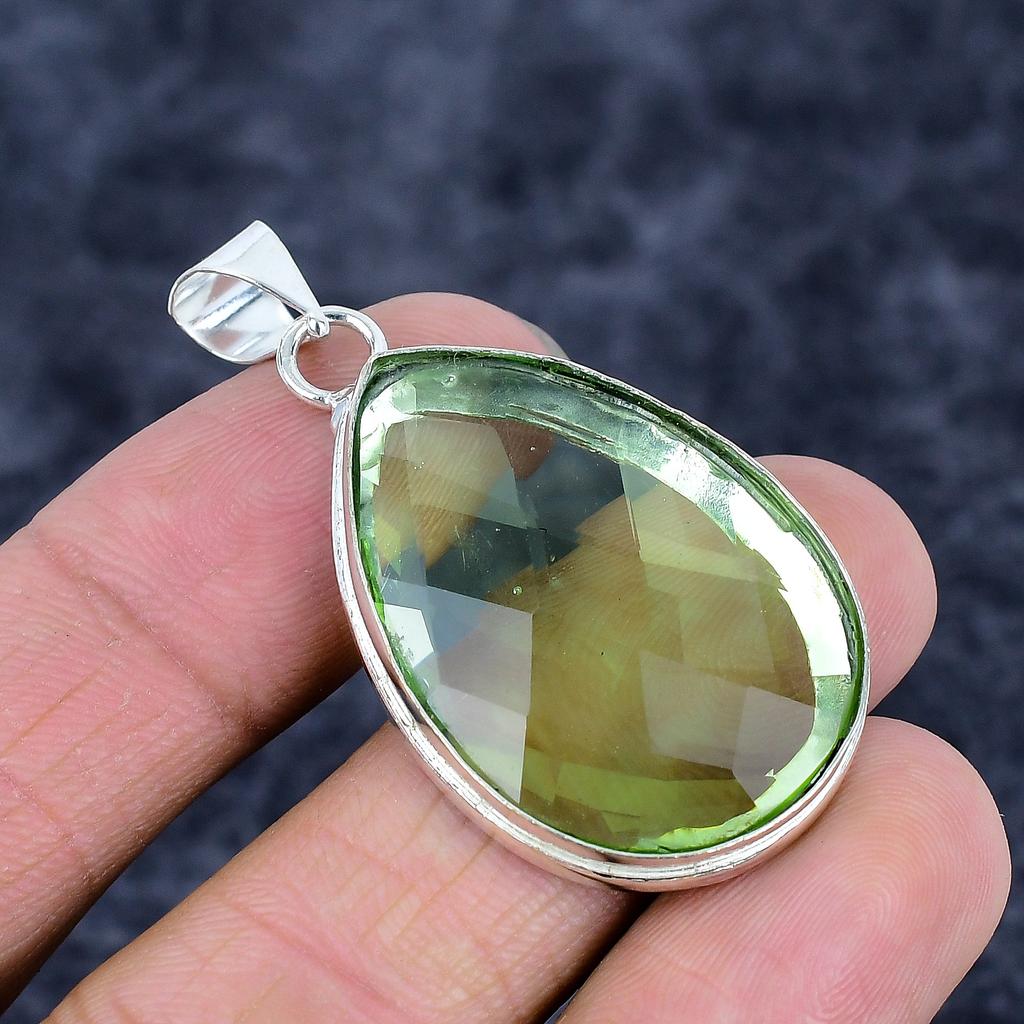 Peridot Gemstone Handmade 925 Sterling Silver Jewelry Pendant 1.97" M-3235