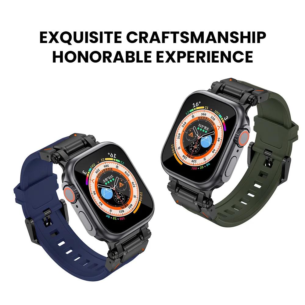 Silicone strap+protective case compatible for Apple Watch Ultra2 49mm 44mm 45mm 41mm 40mm for IWatch series 9 8 7 6 SE 5 4 3 2 1
