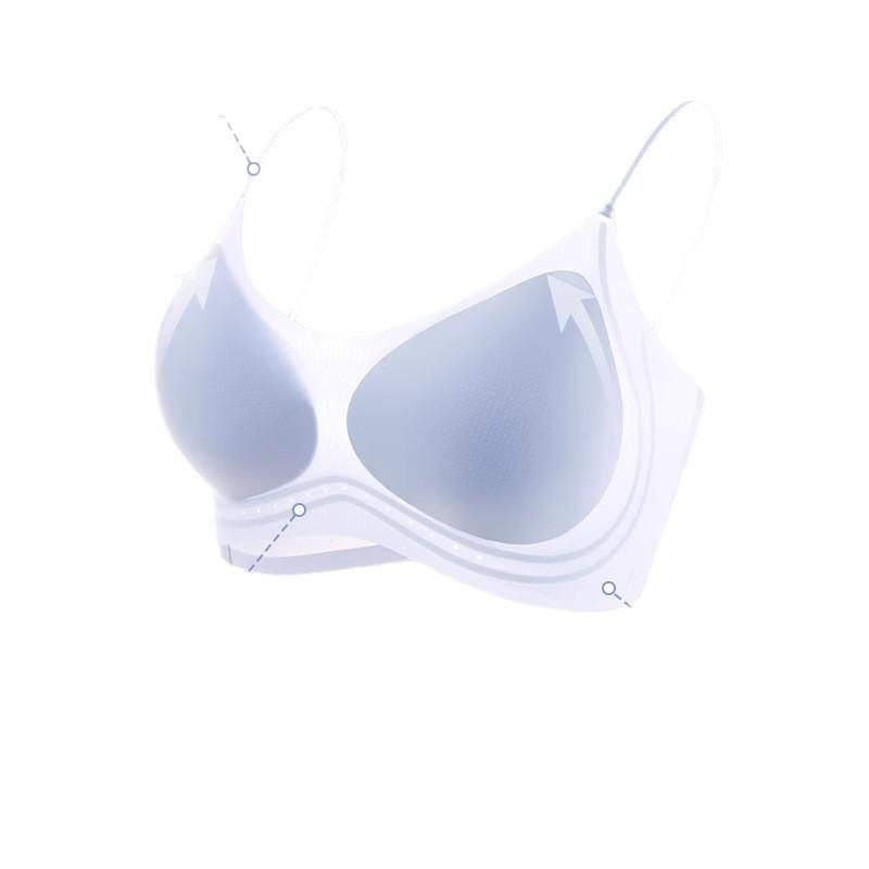 [Ou Ruo Fine Flash Shoulder Strap] Summer Thin Underwear Women's Small Breasts Gathering Traceless Steel Rim Bra Cool Vest