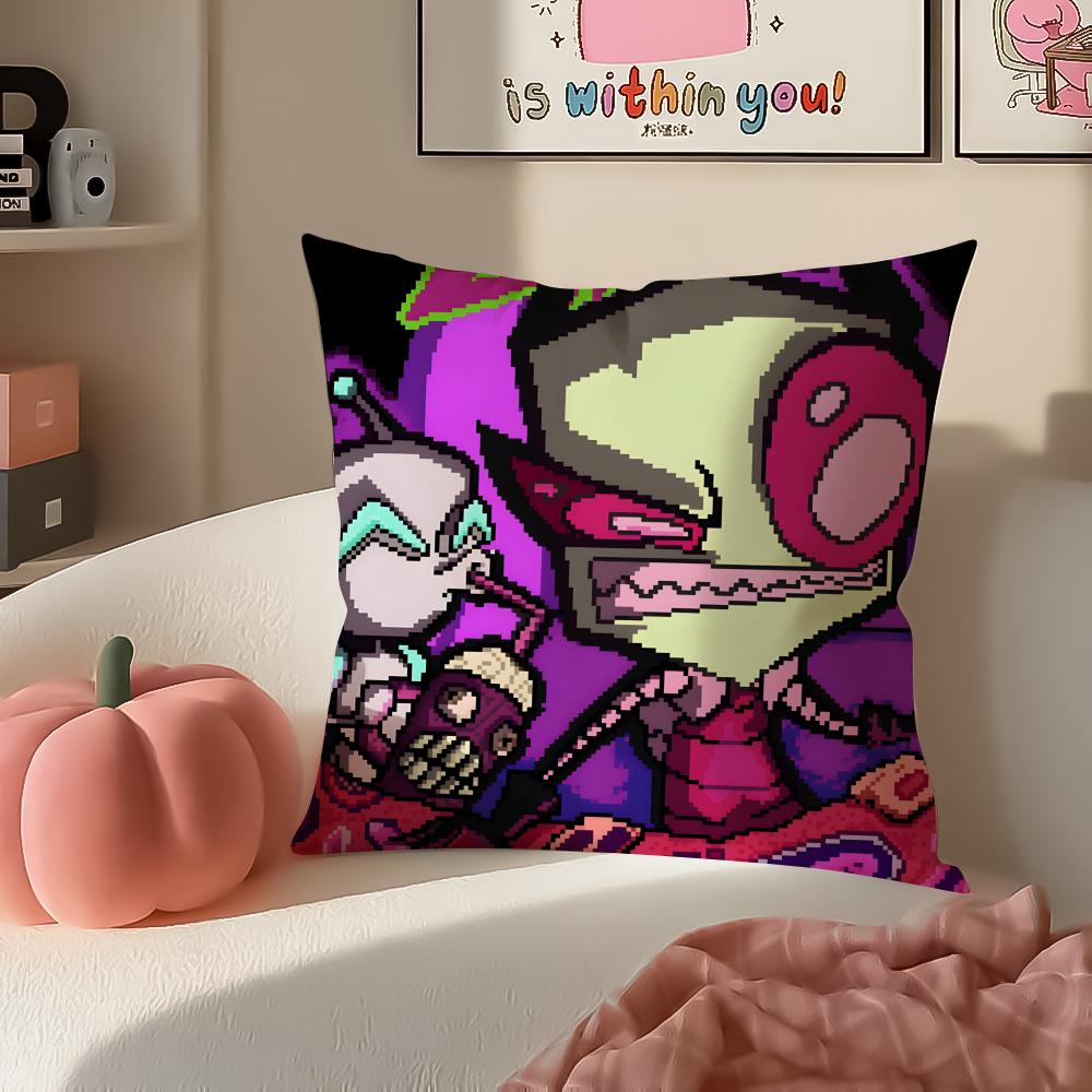 Weird Wacky Absurd Animated Series IInvader Zim Cushion Cover Pillowcase Short Plush Invisible Zipper Room Sofa Cushion Cover
