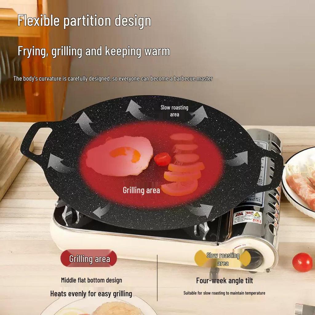 Maifan Stone Korean BBQ & Teppanyaki Grill Pan for Outdoor Use