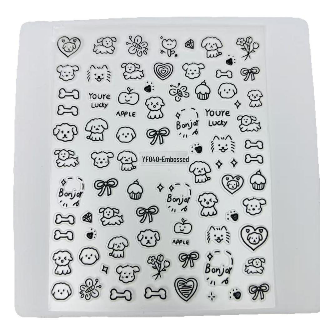 Puppy & Cat Graffiti Nail Stickers - Cute, Cool, & Sweet Small Patterns & Bows
