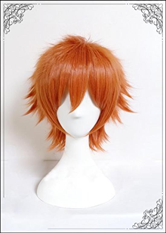 cosplay cool short perfect for Halloween and event costumes 3 bonus items Heat-resistant wig, "Second Castle" style, hair, 30cm, orange, +