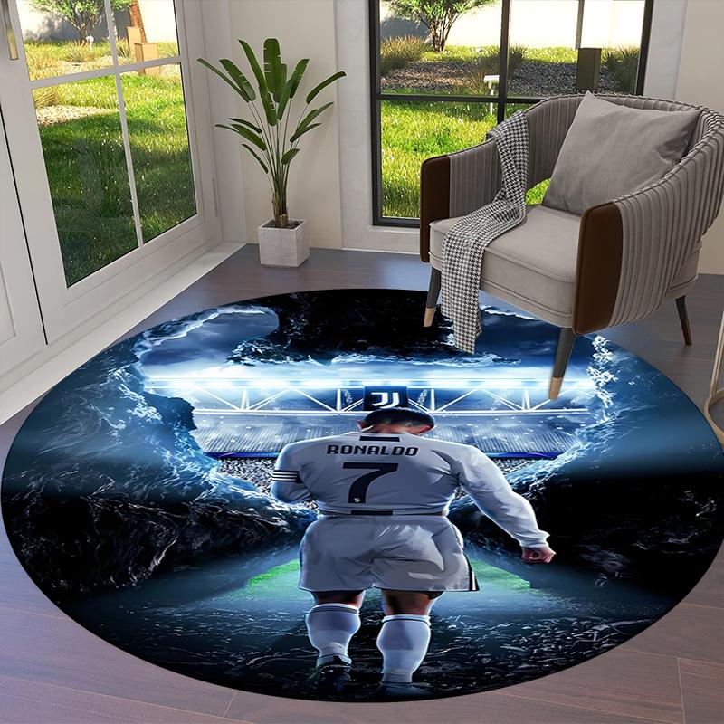 Ronaldo Round Area Rug,Carpet Rug for Living Room Bedroom Sofa Playroom Decor,Non-slip Floor Mat
