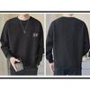 Men's Textured Solid Color Loose Round Neck Sweatshirt - Spring & Autumn Casual Style