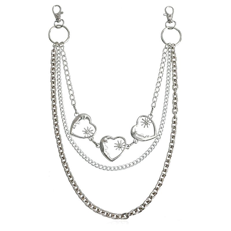 

Осенне-зимний модный крутой многослойный пояс с цепочкой для брюк с вырезом Love и металлическим поясом-цепочкой, аксессуары