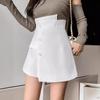 2024 Spring Women's Black High-Waist Irregular Wide-Leg A-Line Skirt Shorts