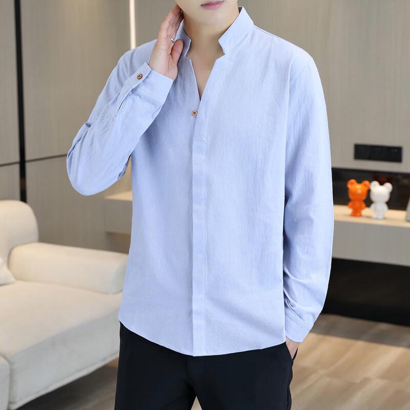 Tucano Men's Chinese Style V-Neck Long Sleeve T-Shirt