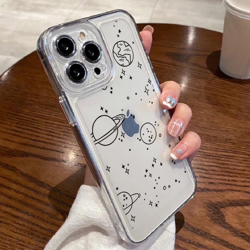 Transparente Hülle mit Blumenmuster für iPhone 16 15 14 11 Pro Max 13 12 Mini 15 14 Plus XR Xs Max 7 8 Linsenschutz Stoßfeste bunte Hülle aus Silikon