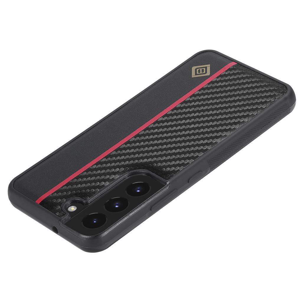 LC.IMEEKE Slim-Fit Phone Cover For Samsung Galaxy S21 FE 5G Carbon Fiber Texture PU Leather+TPU+EVA Shell