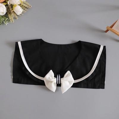 Perfect Match Womens Sweet Front Bowtie Navy Style Shawl Fake Collar Girls Detachable Blouses Top False Collar Woman Decorative Scarf Wrap