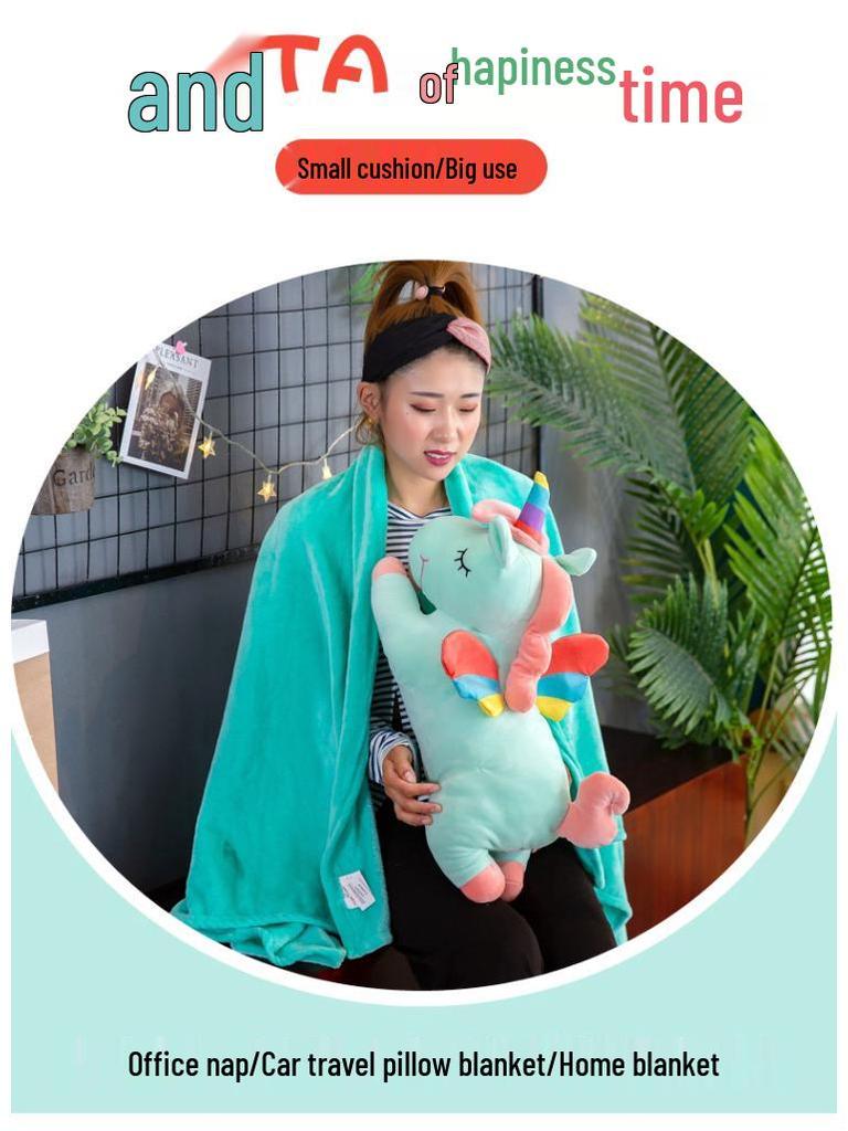 Unicorn Plush Toy & Blanket Combo with Customizable Logo