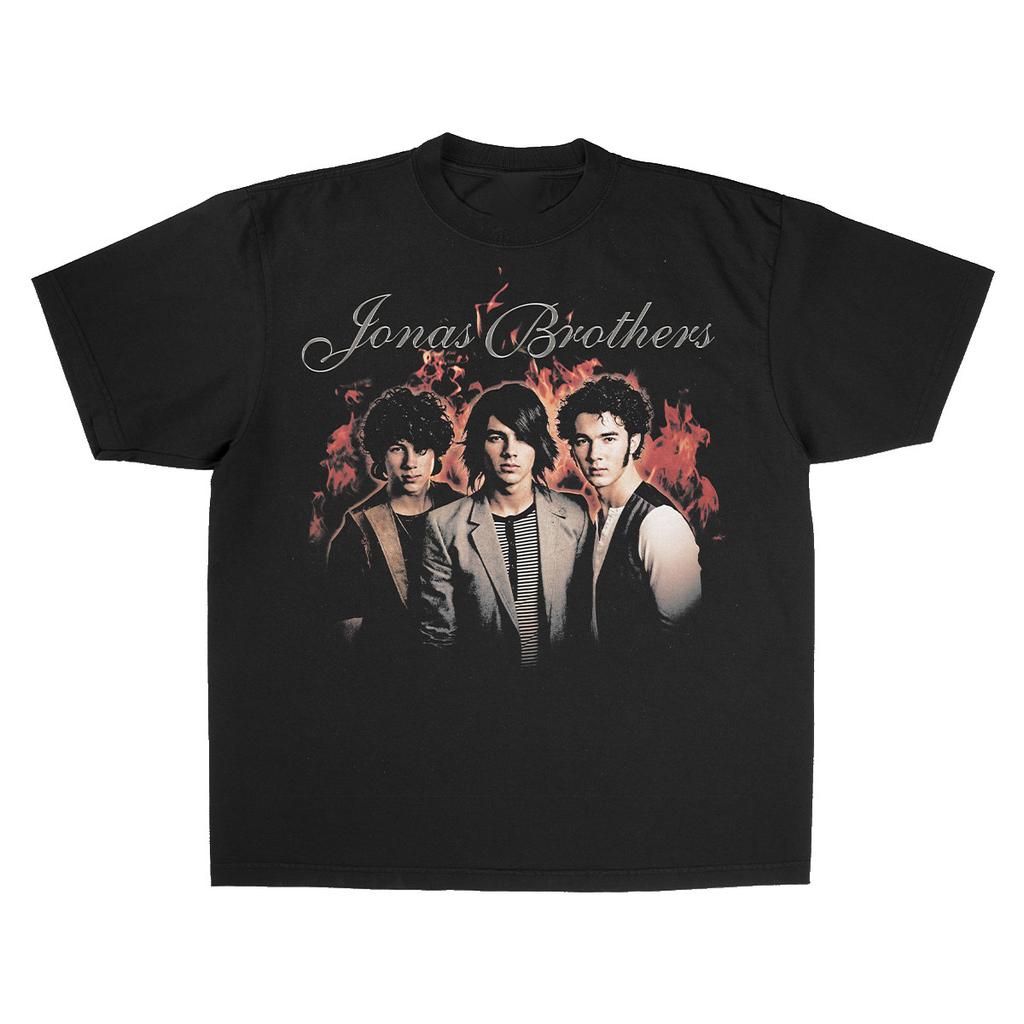 Jonas Brothers Vintage Flames Portrait Unisex Reprint T Shirt