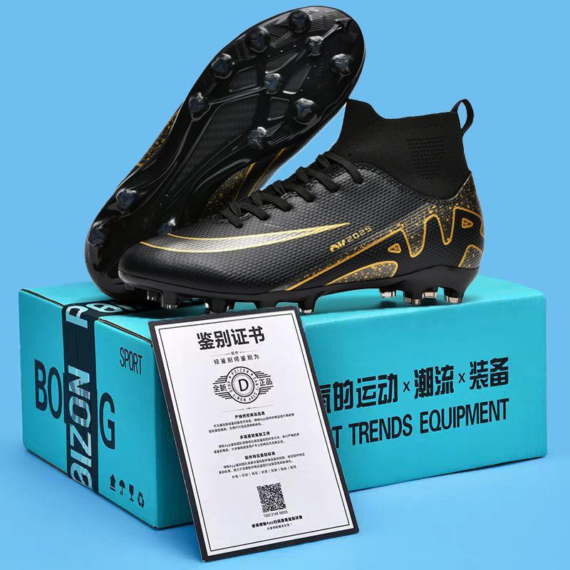

Новые футбольные бутсы с высоким верхом, молодежные, взрослые, тренировочные, с длинными шипами, TF, с шипами, профессиональные тренировочные бутсы, 2025, прямые продажи 46 чёрный