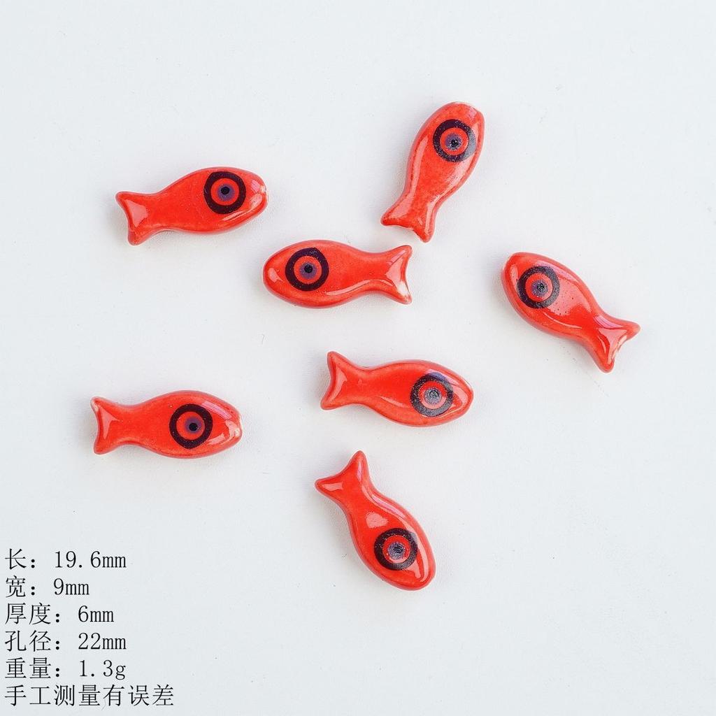 Ceramic Loose Beads Chinese Red Beads Handmade DIY Necklace Loose Beads Accessories