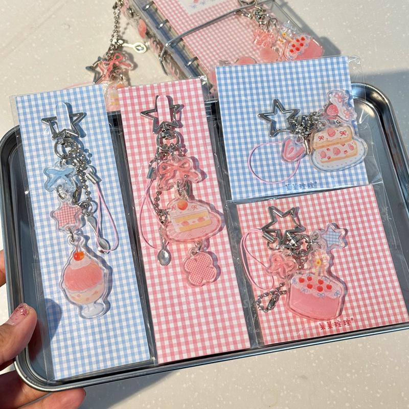Cai Cai Xuan Peach Parfait/Cake & Cherry Cream/Strawberry Acrylic Pendant Clip Journal